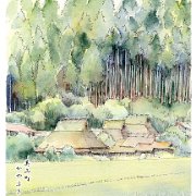 「数量限定 在庫処分セール」 水彩画「南飛騨の秋」 絵画